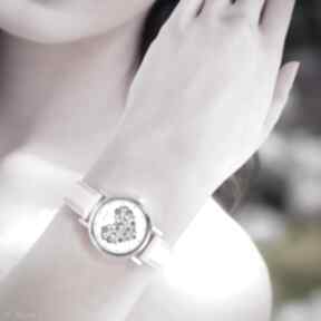 Zegarek mały - serce folkowe skórzany, pudrowy róż zegarki yenoo, pasek, ludowy, dla niej