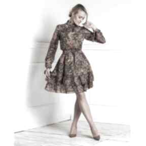 Sukienka alia mini marcella livia clue, z falbanami, ze stójką, jesienna