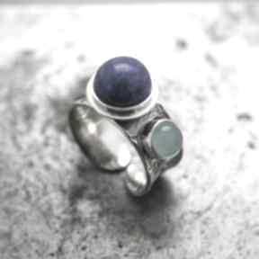 z i agatem aqua rozmiar 14 anna kaminska srebrny, lapis, szeroki pierścionek, lazuli, damski