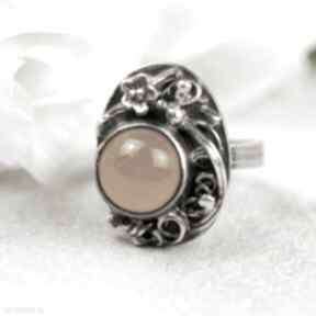 Srebrny pierścionek z miodowym agatem a667 wisiorki artseko z ozdobny pierścień, z kamieniem