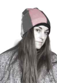 zimowa ciepła damska ruda klara czapka, patchwork, gruba, zima, etno, wełna