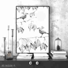 Little birds art print A4 parallel world plakat, ilustracja, format A4, wydruk, natura, ptaki