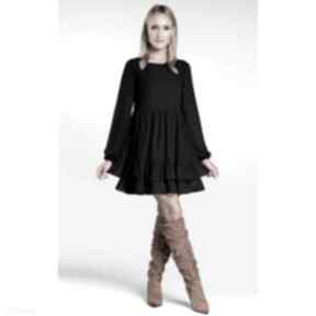 peri livia clue czarna tunika, szyfonowa, sukienka mini, krótka z falbanami