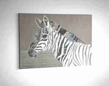 Obraz na zamówienie - zebra gabriela krawczyk, płótnie, ręcznie malowany, akryl