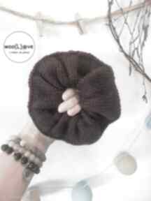 Scrunchie premium pure wool winogrono wełniane prezent dla niej