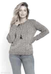 Melanżowy sweter - swe244 różowy melanż mkm swetry, dzianinowa bluzka, z długim rękawem