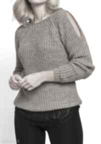 Raglanowy sweter, swe126 mocca swetry lanti urban fashion wygodny, dopasowany, rękawy