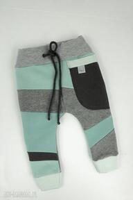 Patch pants - eco dziecięcy miętowy mimi monster spodnie, dres, prezent, komplet, bawełna