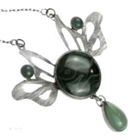 A590 malachitowe westchnienie lotosu naszyjnik srebrny artseko, z malachit, prezent, zielony