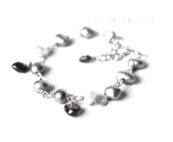 Pearls in gray encanto perły, naturalne, granat, bryłki, łańcuszek
