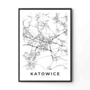 Plakat mapa katowice - format A4 plakaty hogstudio, do salonu, katowic