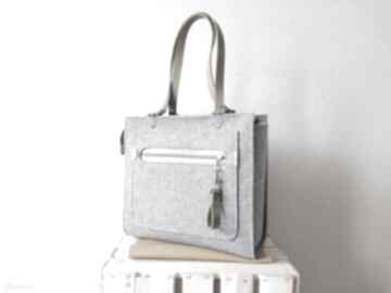 Duża pojemna torebka catoolabel #350 na ramię catoo accessories torba - z filcu, skóry