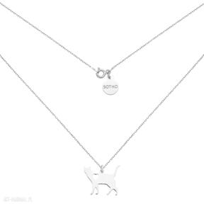 Srebrny z serduszkiem sotho naszyjnik, srebro925, kot, serce, łańcuszek, kotek