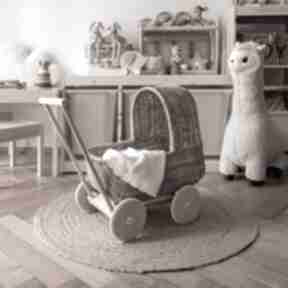 wózek dla naturalny pchacz zabawki wiklinowe kosze retro, styl na lalek, lalki
