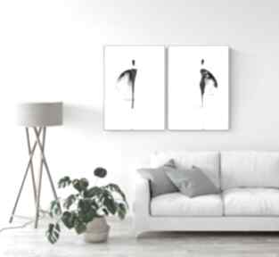 Zestaw 2 obrazów malowanych ręcznie 50x70 cm - minimalizm plakaty art krystyna siwek obraz