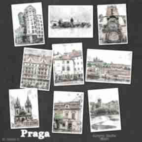 Praga praha grafiki: pocztówki, akwarele, justyna jaszke