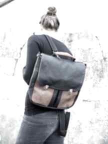 Plecak torba czarno brązowa czajkaczajka, teczka, tornister, skóra, szkoła