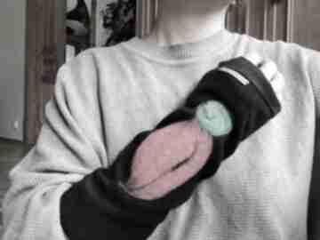 Mitenki w kolorze czarnym filcowane wełna merynosów - na podszewce, ciepłe i miłe f1 rękawiczki