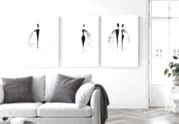 Zestaw 3 50x70 cm wykonanych ręcznie, abstrakcja, elegancki minimalizm art krystyna siwek obraz