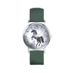 mały, zielony zegarki yenoo zegarek, silikonowy pasek, jednorożec, koń, dla dziewczynki