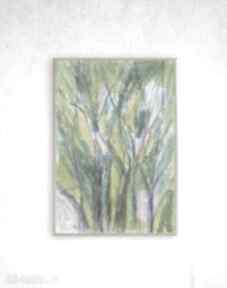 Oprawiony z drzewami, zielony obrazek drzewa szkic w ramce, nowoczesny annasko grafika