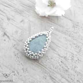 Larimar w koronkach - wisior jewelsbykt srebrny, zawieszka, retro, romantyczna biżuteria