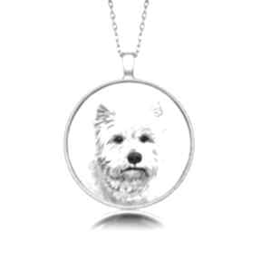 Medalion okrągły z grafiką west highland white terrier rasowy pies naszyjniki laluv prezent