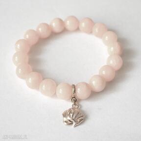 Bransoleta peach jade&rose camshella jadeity, jade, zawieszka, charms, róża