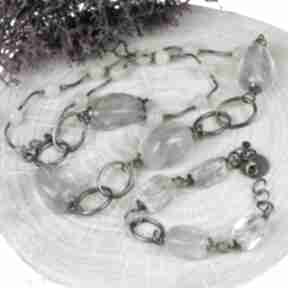 Komplet z bryłami fluorytu a670 artseko z fluorytem, na fluoryt, naszyjnik srebrny, surowy