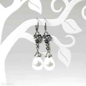 Kolczyki srebrne emma z perłami seashell a796 kol artseko, perły, kwiaty, elegancka biżuteria