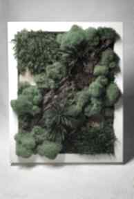 Zielony w białej hug me collection mech w ramce, z roślin stabilizow, obraz, eko dekoracja, las