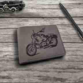 Prezent dla motocyklisty, miłośnika portfel męski skórzany z grawerem handmade luniko leather