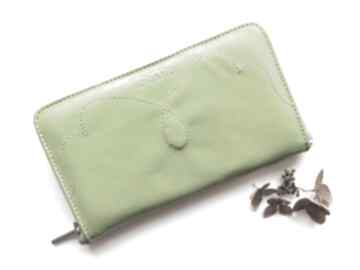 Portmonetka skórzana na zamek zielona tenaro portfel, prezent, damski, rękodzieło