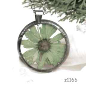 Z1166 naszyjnik z suszonymi kwiatami herbarium jewelry terrarium, biżuteria z żywicy, prezent