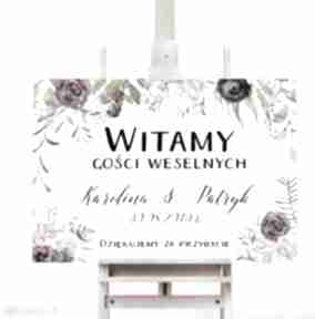 Kwiecisty obraz gości weselnych 50x70 cm zaproszenia kreatywne wesele, ślub, powitalny, plakat