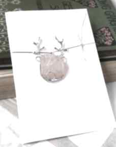 Pomysł na prezent: choinka renifer kwarc różowy witrażka życzenia, bożenarodzenie, kartka