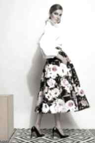 Czarna spódnica midi w kwiaty sukienki kasia miciak design, bawełna, uniwersalna