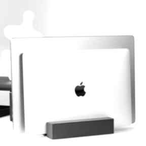 Regulowany podwójny stojak na laptopa dąb malowany czarno discarve, akcesoria biurko, prezent