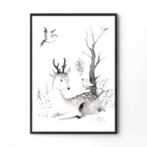 Leśna sarenka - plakat 30x40 cm plakaty hogstudio dla dziecka, dzieci, dziecięce, las