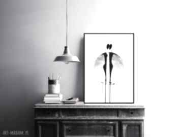 Zestaw 2 grafik czarno białych A3, abstrakcja, akt, elegancki minimalizm dom art krystyna siwek