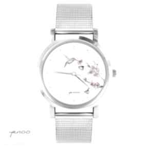 Zegarek, bransoletka - koliber, oznaczenia godzin zegarki yenoo, metalowy, grafika, prezent