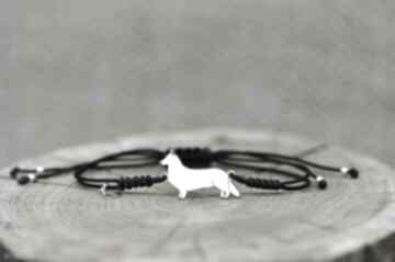 Welsh corgi - bransoletka z psem, srebro 925 pasją i pędzlem pies, biżuteria z sznurkowa