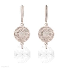 z różowego złota i swarovski® crystal sotho kolczyki, długie, wiszące, monety, medaliony