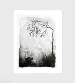 formatu 12,5x18 cm paulina lebida akwarela, drzewo, tusz, abstrakcja, papier