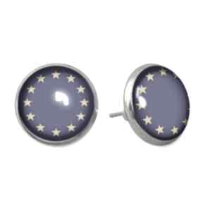 Unia europejska - kolczyki sztyfty eggin egg, wkrętki, flaga, prezent