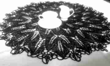 Obrus na drutach czarny arte dania, serwetka, podkładka, koronka, okrągły