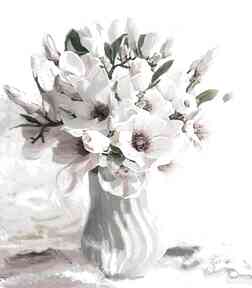 Obraz na płótnie magnolie w 70x80 renata bułkszas, kwiaty w wazonie, z kwiatami, obrazy