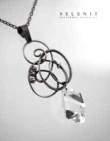 Cubic crystal selenit wire, wrapping, swarovski, miedź, naszyjnik, kryształ
