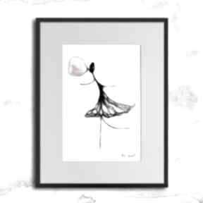 Grafika z ramą - nr 119 guma balonowa maja gajewska z czarno biała, kobieca, dekoracja