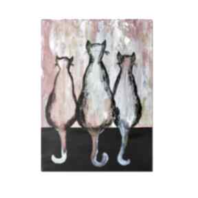 Koty ml 3, obraz ręcznie malowany na płótnie aleksandrab, prezent, dekoracja
